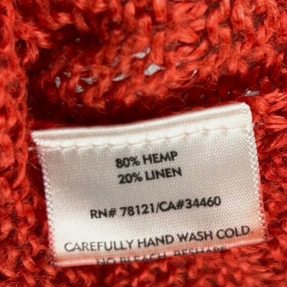 Eileen Fisher Dark Orange Hemp Linen Sleeveless Sweater Womens L Open Weave - Picture 5 of 6